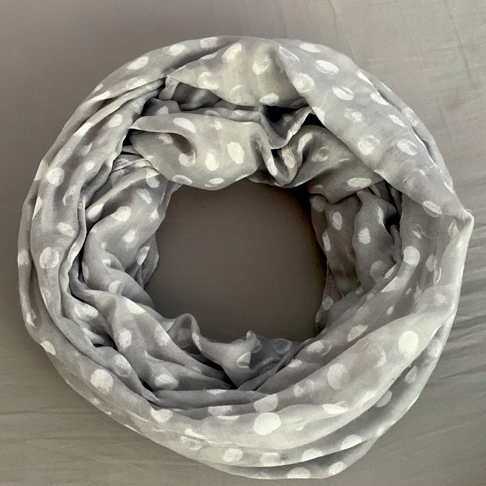 Grey Polka Dot Infinity Scarf